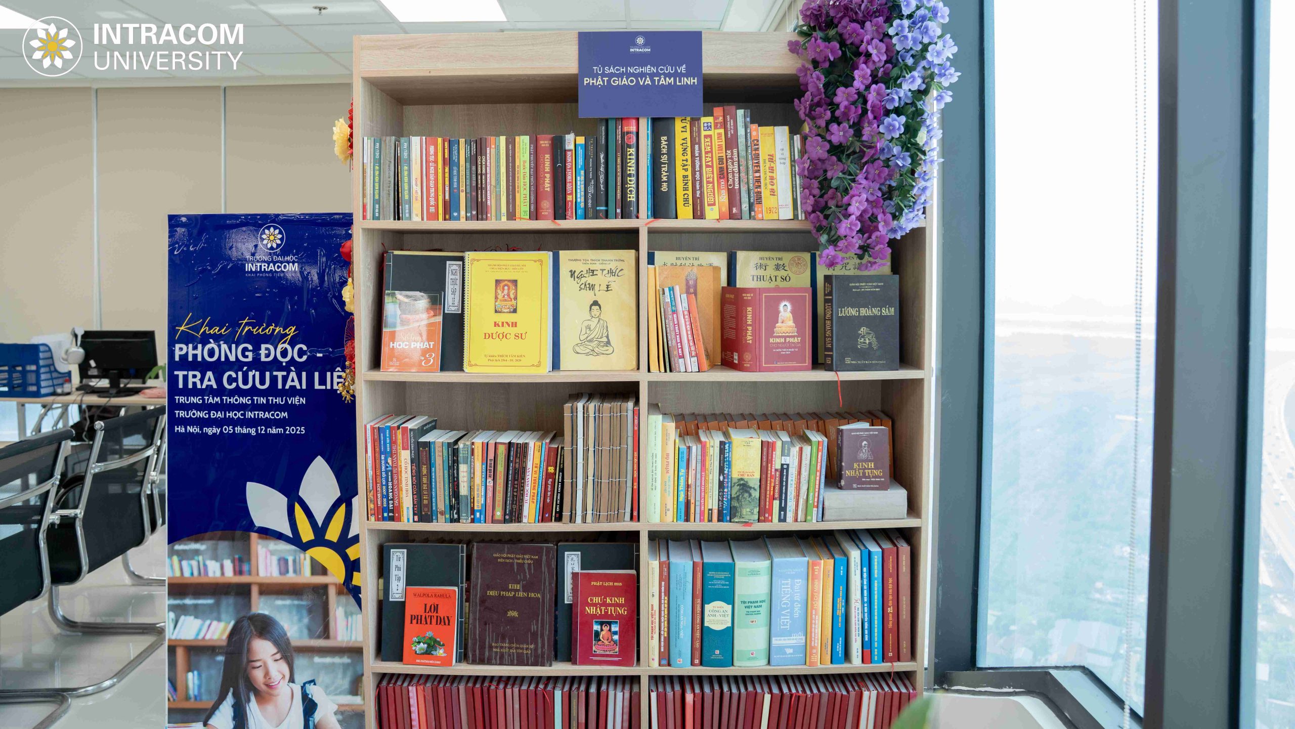Opening of the Buddhist and Spiritual Science bookshelf at the Information Center - Library of Intracom 3 University DSC03365 11zon scaled