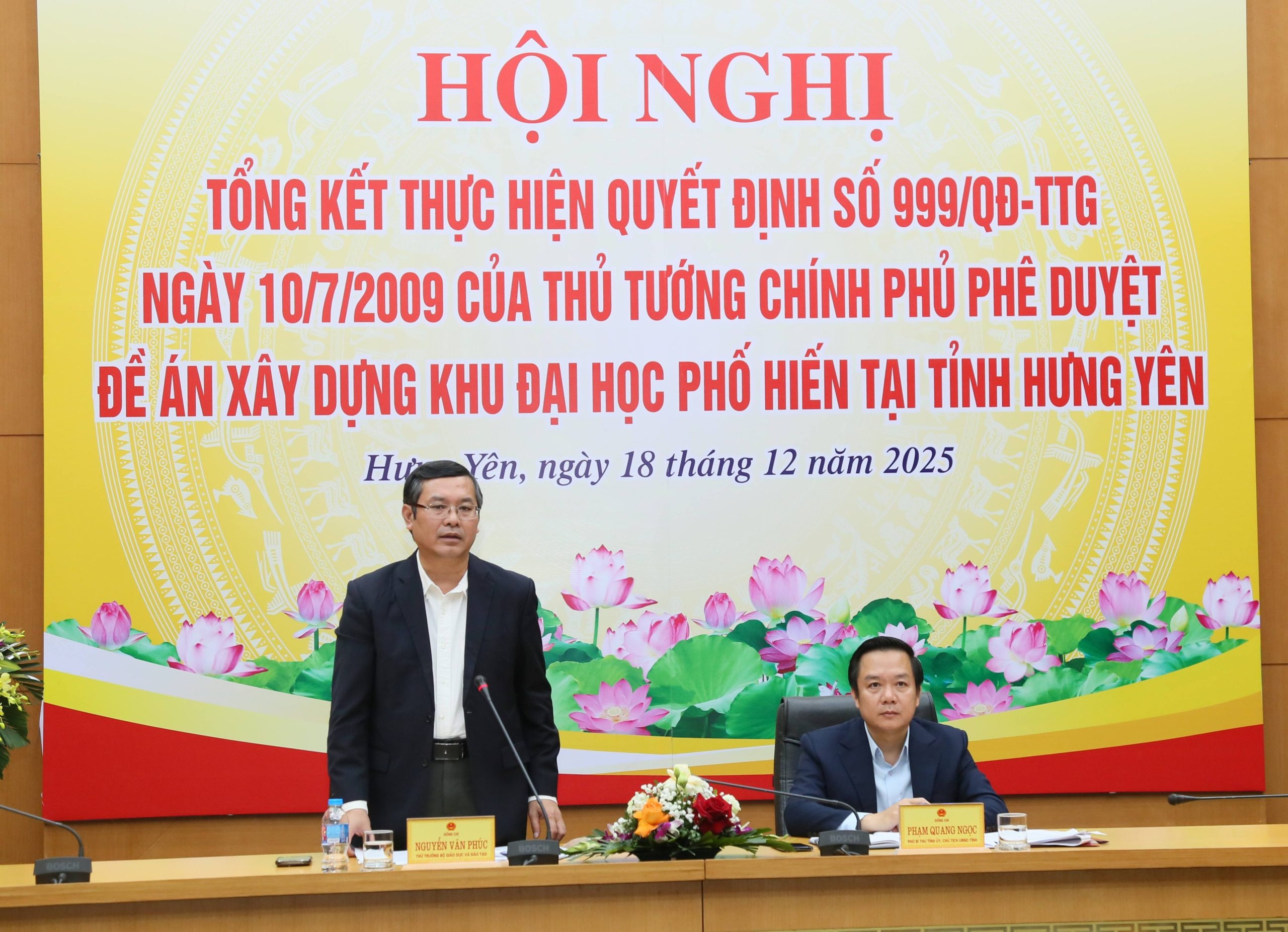 Conference Program to Summarize the Implementation of Decision No. 999/QD-TTG dated July 10, 2009 of the Prime Minister approving the Project to build Pho Hien University Area in Hung Yen Province 5 Dong Chi Truong Department of Education and Training Nguyen Van Phuc scaled